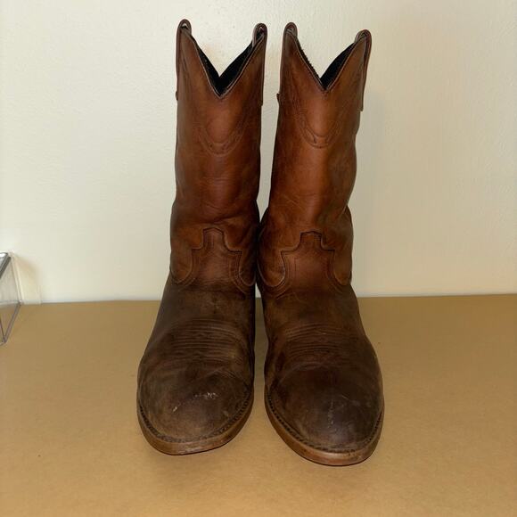Vintage Laredo Western Cowboy Boots Men’s 13 EW | Brown Leather Pull-On Roper - Picture 7 of 9